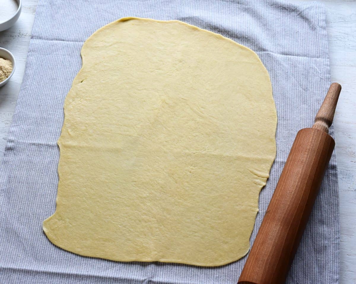 rolled dough for apple strudel