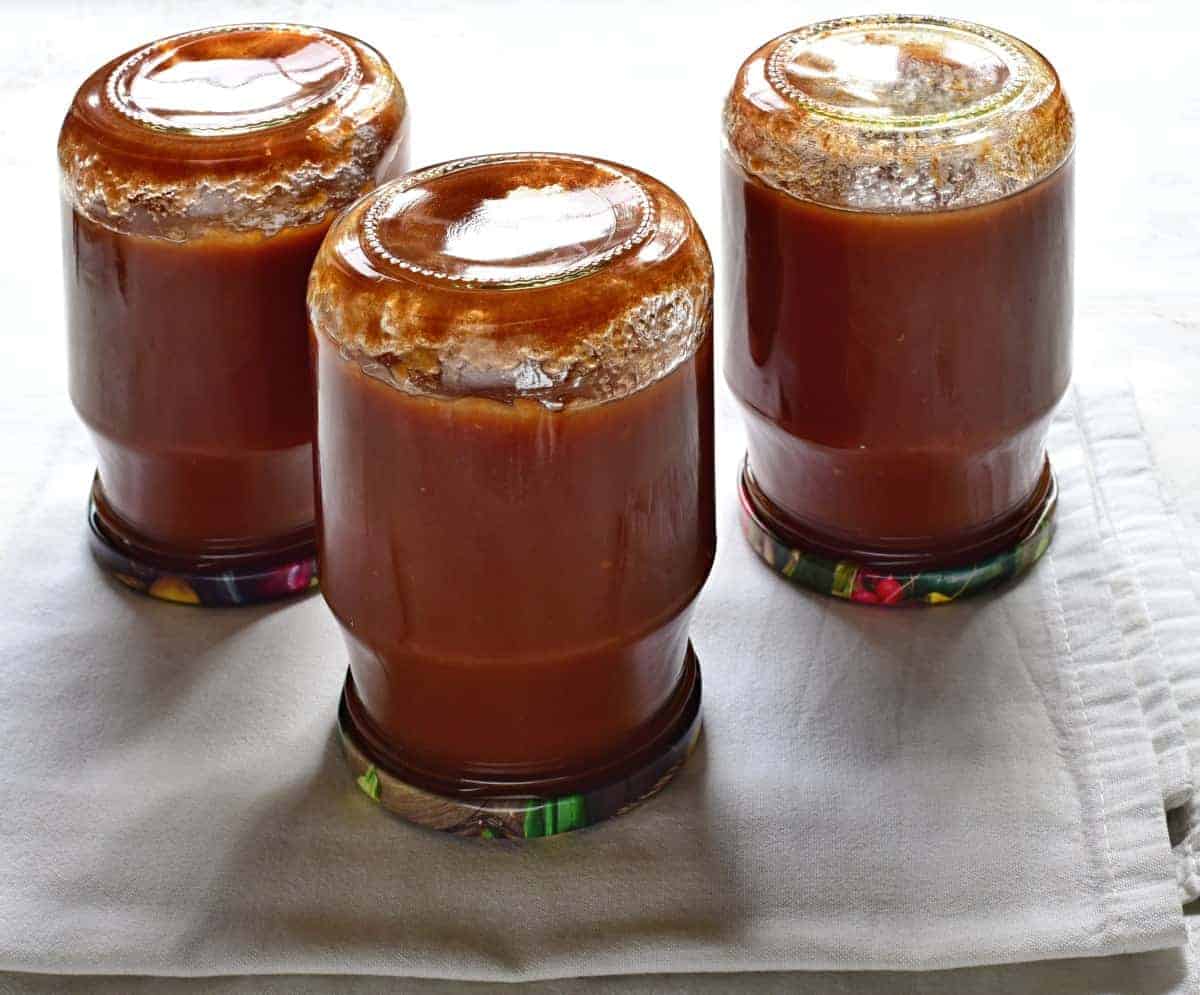 homemade ketchup in jars.