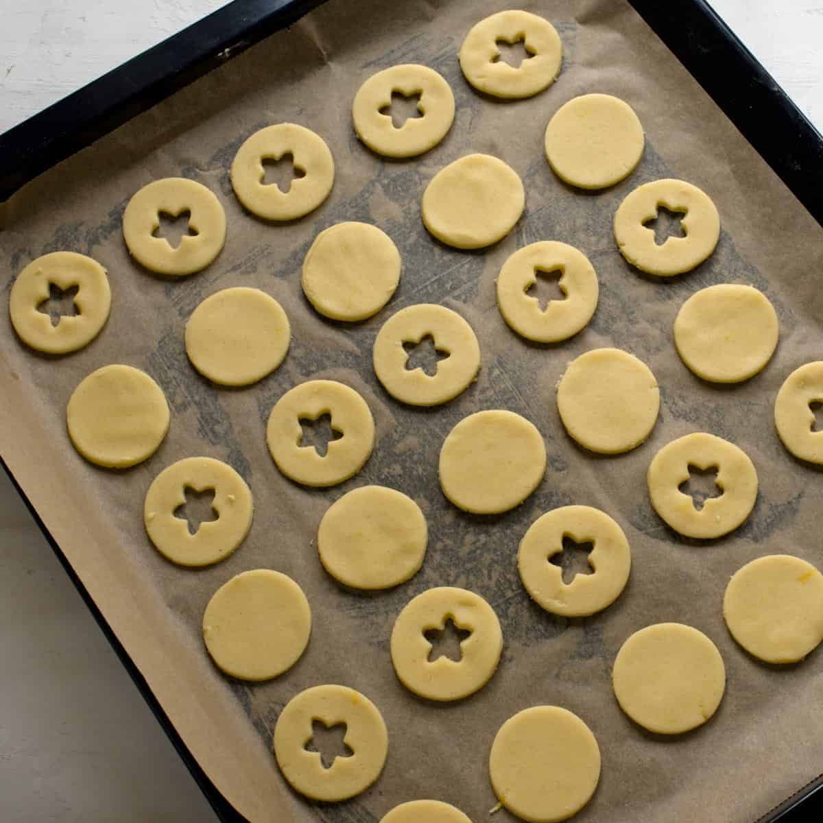 Making Linzer cookies.